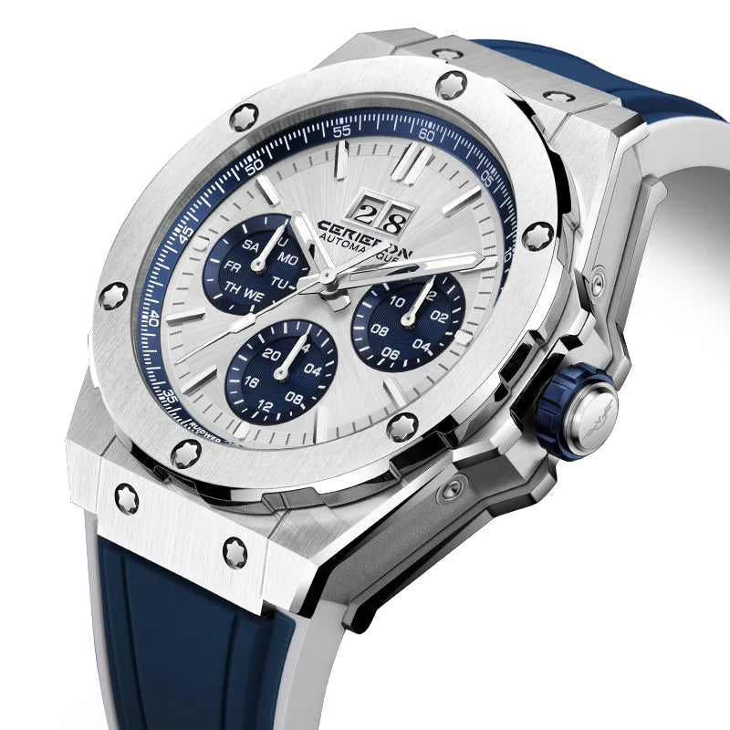 Automatisk Sportherrklocka — Safirkristall & Silikonarmband