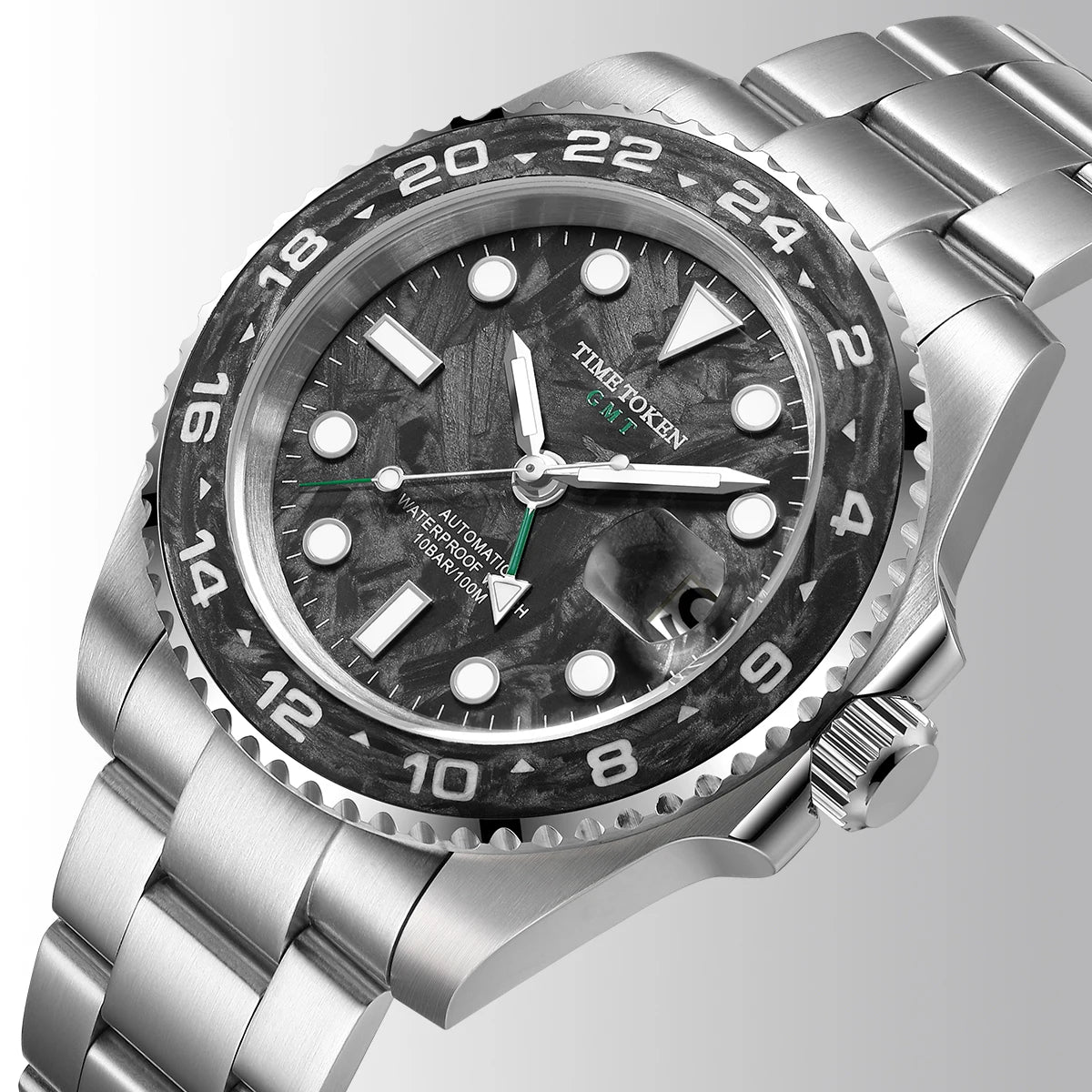 Aurexon GMT Carbon — Automatisk Klocka med Kolfiber och 100m Vattenresistens