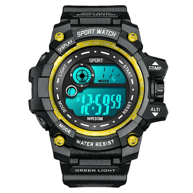 LED Digital Militärklocka — Lysande Sportherrklocka