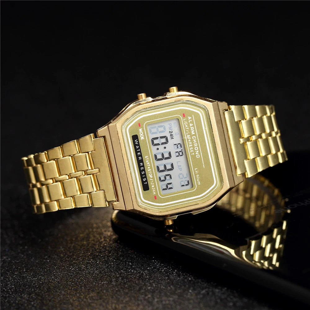 Aurexon Gold Edition — Digital Klocka i Guld med LED-Display