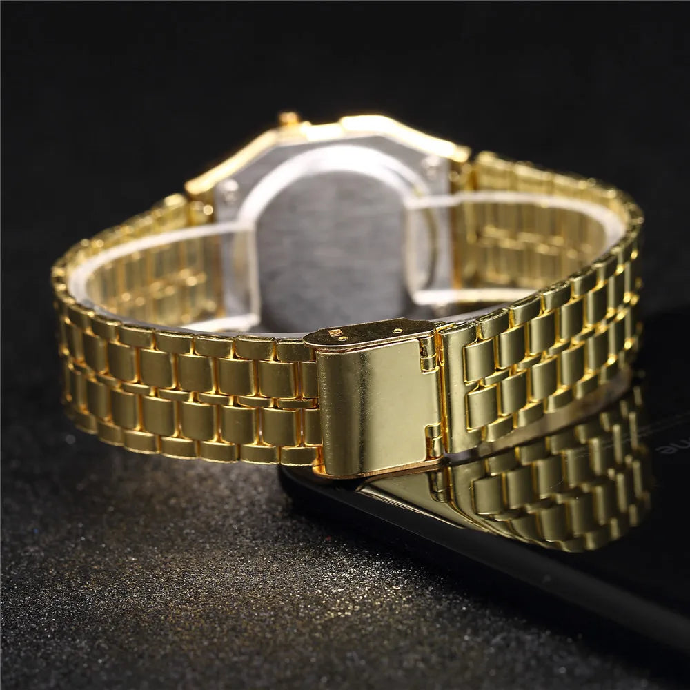 Aurexon Gold Edition — Digital Klocka i Guld med LED-Display
