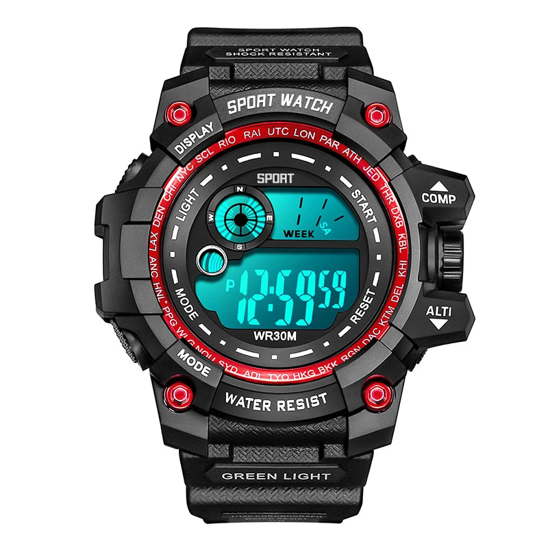 LED Digital Militärklocka — Lysande Sportherrklocka
