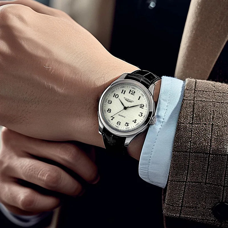 Aurexon Signature — Lyxklocka med Läderarmband och Presentask