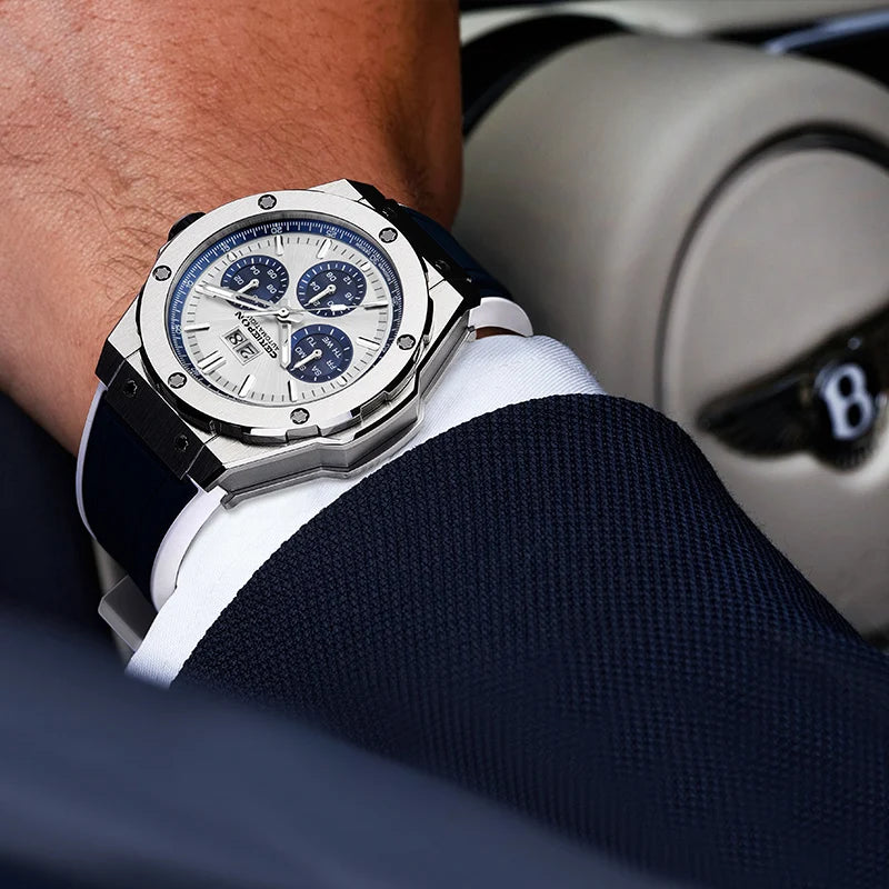 Automatisk Sportherrklocka — Safirkristall & Silikonarmband